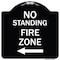Signmission No Standing Fire Zone W/ Left Arrow Heavy-Gauge Aluminum Sign, 18" x 18", BW-1818-23586 A-DES-BW-1818-23586 - alternate 1